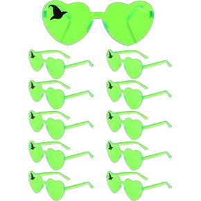 Photect 12 Pairs Witch Hat Heart Shaped Sunglasses Rimless Glasses Candy Color Sunglasses Witch Party Supplies for Women