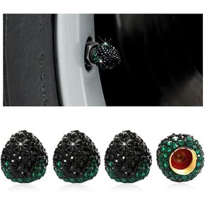 4PCS Strawberry Car Tire Valve Stem Caps, Cute Sparkling Rhinestone Dustproof Wheel Valve Stem Cover, Bling Strawberry Tire Valve Air Cap Cover for Car Truck SUV Motorcycle (Red)