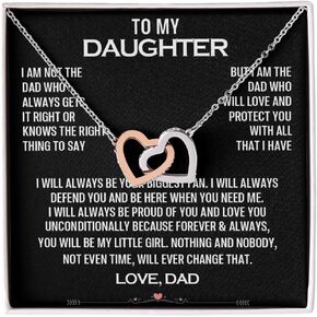 To My Daughter Necklace from Dad with Heartfelt Message and Elegant Box, Gift for Birthday, Graduation, Christmas and More