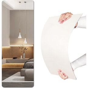 Acrylic Full Body Mirror | Clear Reflective, Self-Adhesive, Easy to Install, Kid-Safe, Shatterproof, Frameless, Flexible Material, Lightweight (47" x 16", Rounded Rectangle)