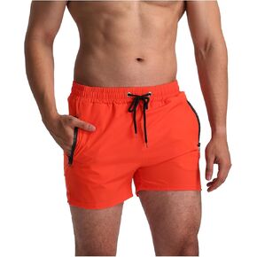 Men’s Swimming Trunks Slim 5" Inseam Mesh Lining Zipper Pockets Swimwear Quick-Dry Bathing Suits for Men, XS-2XL