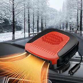 Car Heater, Portable Car Heater 12V 150W Car Windshield Defogger Fast Heating & Cooling Fan 2 in 1 Modes Fast Demisting Defroster for Cars SUV Truck and Trailer (Red Black)