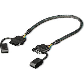 Goupchn 4 Pin Flat Trailer Wire Extension Cable 1ft/30cm 4 Way Connector Male to Female Vehicle-Side and Trailer-Side with Rubber Dust Cover 16 AWG Copper Wire Winding Protection Tube