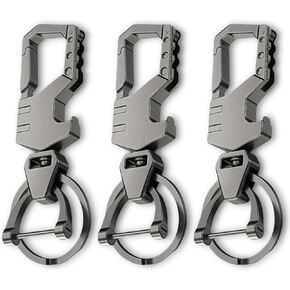 3pcs فتاحة مفاتيح المفاتيح الثقيلة مع اثنين من مفاتيح السيارة Keyrings ، صندوق أدوات متعدد الوظائف للرجال ، سلاسل مفاتيح السيارات