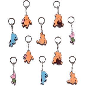 Sweet Baby Co. Winnie Pooh Keychains 10 Pack Keychain Charm with the Pooh Bear, Eeyore, Piglet Mini Character Figure Accessories for Baby Shower Birthday Party Favors Charms Bulk Car Key Chain Ring