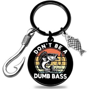 Fishing Gifts For Men Dad Grandpa Fishings Man Cool Stuff Fish Angling Keychain Funny Fishing Stuff Gifts For Adults Men Birthday Fathers Day Gift For Him Dad-Don't Be A Dumb Bass