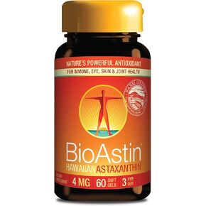 Nutrex Hawaii Bioastin Hawaiian Astaxanthin - 4mg ، 120 Softgels - مكملات مضادة للأكسدة متميزة المزرعة لدعم العين والجلد والمفاصل والمناعة - غير المعدلة وراثيًا وخالية من الغلوتين وخالية من الغلوتين