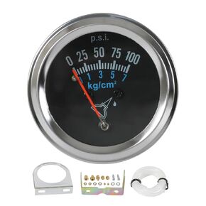 JDMSPEED 7-153 Oil Pressure Gauge Kit 0-100 PSI Universal Fit 12V DC Chrome Black