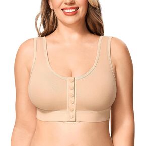 التغطية الكاملة Brabic Wireless For Women No Introndore Arbression Front Front Clofure Comfort Post Surgery Bra