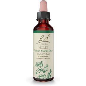 Bach Original Flower Elexpies ، Holly - Goodwill نحو الآخرين - جوهر زهرة المعالجة المثلية الطبيعية للتوازن العاطفي - نباتي وخالي من الغلوتين وخالي من السكر - 20 مل قطرة