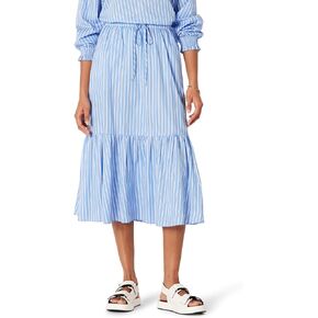Amazon Essentials Women's Fit-and-Flare Cotton Sateen Tiered Midi Skirt (Top Sold Seperately)