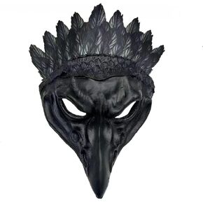 1Pcs Realistic Halloween Crow Mask Bird Raven Costume Mask for Halloween Easter Masquerade Party Props (Black)