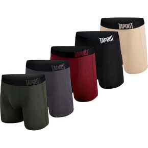 ملخصات Tapout Mens Boxer 5 Pack Nylon Mesh Performance تمرين داخلي/دعم أقل