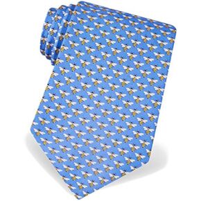 Bees Blue Silk Tie Necktie - Men's Insect Print Neck Tie