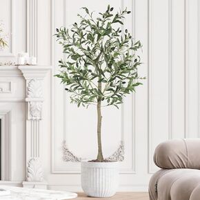 YOLEO Artificial Olive Tree 3FT Tall Faux Silk Plant for Home Office Decor Indoor Small Fake Olive Tree with Lifelike Olive Fruits