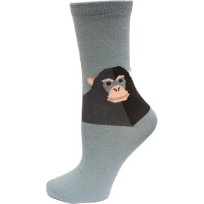 Hotsox Kids Monkey Socks 1 زوج ، رمادي أزرق ، أطفال M/L.