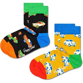 Happy Socks 2-Pack Kids Car Sock, Black
