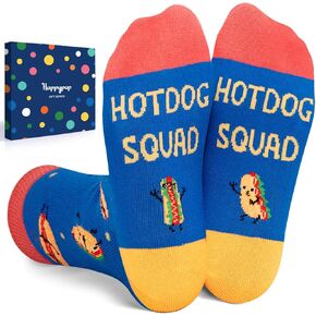 HAPPYPOP Hot Dog Socks for Kids - Hot Dog Gifts for Boys Girls, Funny Food Socks
