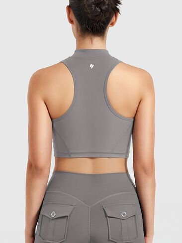Yeoreo Coreflex Women Zipper Tank Top Racerback Mock Pocket Pitted Collar Olcyless Crip Top Summer Fitness Gym Vest in Kuwait
