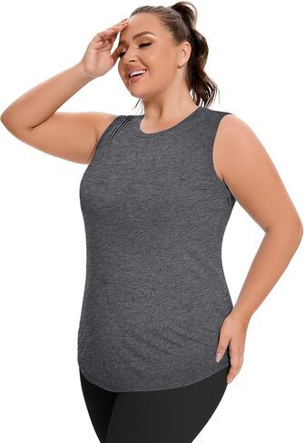 COOTRY PLUS SIZE TOLEOUT TANK TOPS للنساء بلا أكمام لليوغا الرياضية الرياضية القمصان الجارية in Saudi Arabia