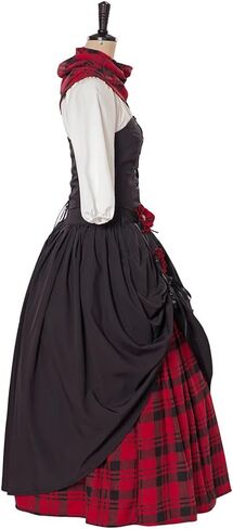 Women's Traditional Scottish Plaid Dress Highland Renaissance Costume Reenactment Christmas Outlander Gown in Saudi Arabia