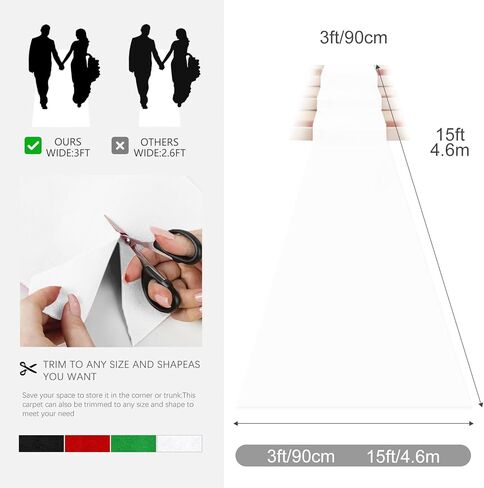Red Aisle Runner Carpet Rugs for Wedding Accessories, Premium 160 GSM Felt Non-Woven Fabric Runway Rug for Step, Ceremony Parties and Events Indoor or Outdoor Decoration (Red, 3X15 ft) in Kuwait