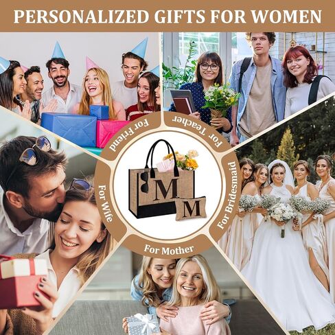 حقيبة حمل الجوت الأولية وحقيبة المكياج ، هدايا عيد ميلاد للنساء أصدقاء المعلمين أميها in Kuwait