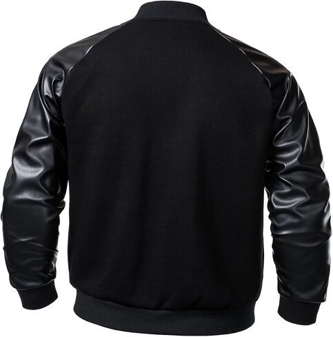 FANARCHER Men’s Varsity Baseball Jacket Cotton Blend Letterman Jacket with Faux Leather Sleeve Bomber Coat in Saudi Arabia