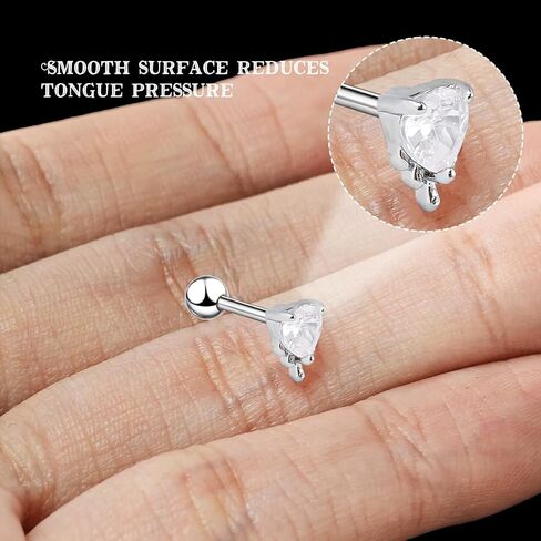 لسان اللسان على شكل قلب ثقب المجوهرات الفولاذ الفولاذ لسان اللسان مع زركون شخصية zircon اطلاق القلب لسان ثقب المجوهرات البشرية للنساء الرجال in Kuwait