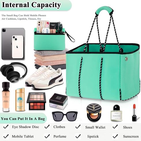 Neoprene Bag Large Multipurpose Beach Bag Neoprene Tote Bag Stylish Gym Women Shoulder Bag With Small Purse in Kuwait
