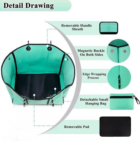 Neoprene Bag Large Multipurpose Beach Bag Neoprene Tote Bag Stylish Gym Women Shoulder Bag With Small Purse in Kuwait