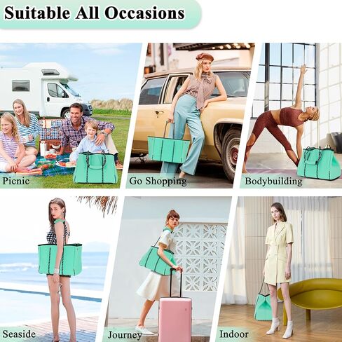 Neoprene Bag Large Multipurpose Beach Bag Neoprene Tote Bag Stylish Gym Women Shoulder Bag With Small Purse in Kuwait