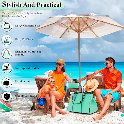Neoprene Bag Large Multipurpose Beach Bag Neoprene Tote Bag Stylish Gym Women Shoulder Bag With Small Purse in Kuwait