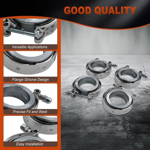 4pcs 2 "V Band Band Clamp Kit مع شفة أنثى من الذكور للتوربو ، العادم ، و SownPipes ، متوافقة مع شفة عادم السيارات V V-Band 2 بوصة in Kuwait