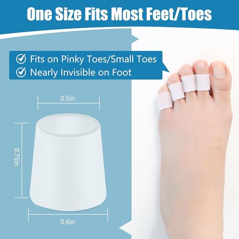 JKcare Transparent Pinky Toe Sleeves, Silicone Corn Cushions Pads, 12 Pack Little Toe Protectors for Corn, Blister and Injured Toenail Protection in Kuwait