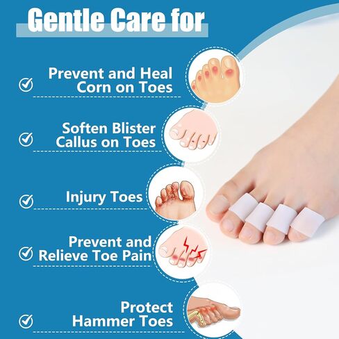 JKcare Transparent Pinky Toe Sleeves, Silicone Corn Cushions Pads, 12 Pack Little Toe Protectors for Corn, Blister and Injured Toenail Protection in Kuwait