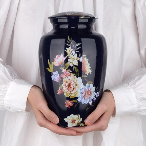 Urns for Human Ashes Adult Male or Female, Decorative Urns with Non-Slip Felt Bottom and Velvet Pouch Aluminium Funeral and Memorial Cremation Urns for Human Ashes - Flower in Kuwait