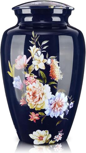 Urns for Human Ashes Adult Male or Female, Decorative Urns with Non-Slip Felt Bottom and Velvet Pouch Aluminium Funeral and Memorial Cremation Urns for Human Ashes - Flower in Kuwait