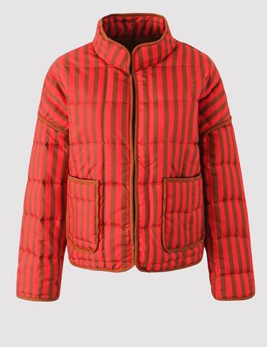 InterNos Womens Quilted Jacket Lightweight Winter Striped Stand Collar Padded Puffer Cardigan Coat with Pockets in Saudi Arabia