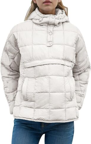 Flygo Womens Oversized Puffer Jacket Packable Quilted Pullover Jackets Hoodies Lightweight Padded Down Coat in Saudi Arabia