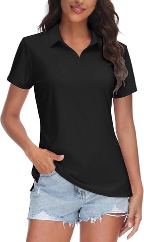 MK Shop Limited Polo Shirts for Women Business Casual Work Lapel Collared Tops V Neck Summer Golf Polos Tunic Blouse in Saudi Arabia
