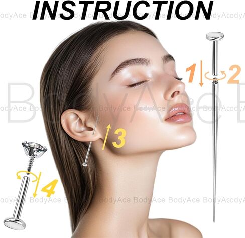 bodyace 16g 18g tragus percing Medusa Jewelry ، Long Longrons Late -thorouse Stud arocring in Kuwait
