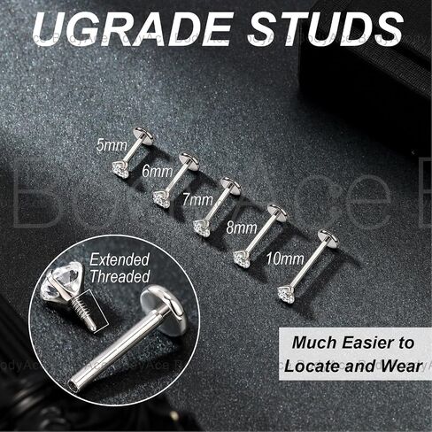 bodyace 16g 18g tragus percing Medusa Jewelry ، Long Longrons Late -thorouse Stud arocring in Kuwait