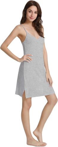 NACHILA Women's Full Slips for Under Dresses-Viscose Made from Bamboo, Camisole Slip Dress Spaghetti Strap Under Dress in Kuwait