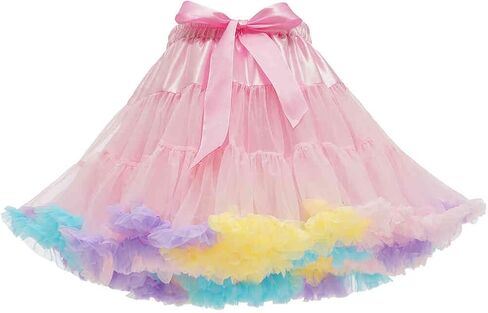 Women's Dual Purpose of Petticoat and Skirt above Knee Underskirt Multicolour Tutu Skirt Fluffy Ballet Dress in Saudi Arabia