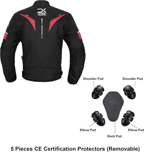 DALLX Motorcycle Textile Adventure Dirt Bike Riding Jackets with CE Armor for Mens Width Adjustment and Air Vent Zipper in Kuwait