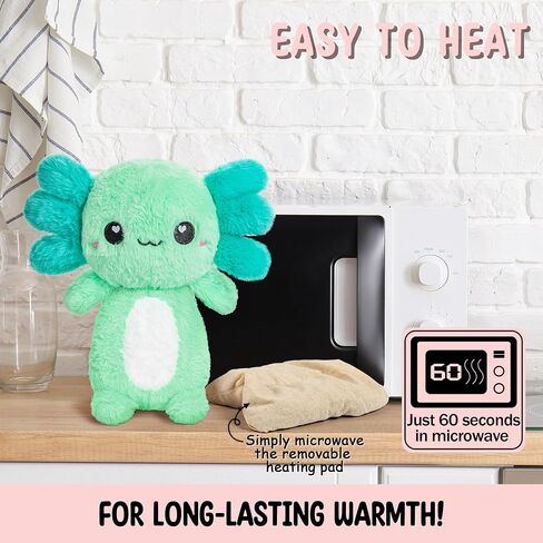 Green Axolotl Microwavable 1.5 lbs Unscented Heating Pad for Women and Kids- Cute Soft Cozy Pillow Plush Heatable Warm Stuffed Animals - Kawaii Hot and Cold Plushie - Axolotl Gifts for Girls and Boys in Saudi Arabia