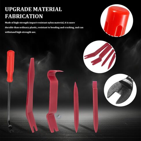 5PCS Auto Trim Removal Tool kit, Clip Removal Tool, Automotive Interior Fastener Puller Remover Body Repair Set, Car Accessories No Scratch Pry Tool for Car Panel and Dashboard Removal (Red) in Kuwait