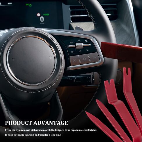 5PCS Auto Trim Removal Tool kit, Clip Removal Tool, Automotive Interior Fastener Puller Remover Body Repair Set, Car Accessories No Scratch Pry Tool for Car Panel and Dashboard Removal (Red) in Kuwait