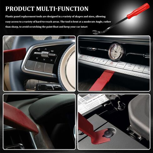 5PCS Auto Trim Removal Tool kit, Clip Removal Tool, Automotive Interior Fastener Puller Remover Body Repair Set, Car Accessories No Scratch Pry Tool for Car Panel and Dashboard Removal (Red) in Kuwait